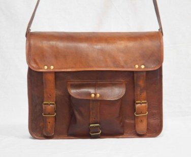 real leather vintage messenger mens Handmade natural satchel brown briefcase bag