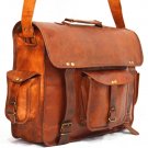 genuine brown real leather vintage messenger Handmade satchel bag briefcase
