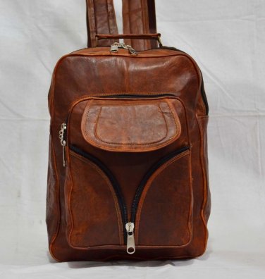 Real goat hide rucksack back pack unisex genuine leather laptop bag