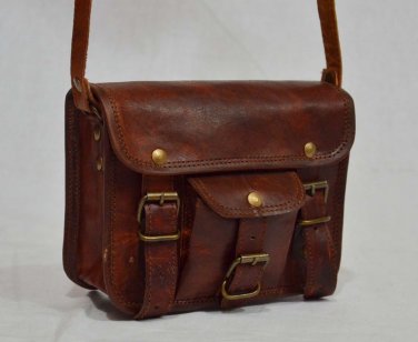 real leather vintage messenger stylish Handmade small natural bag from india
