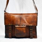 real leather vintage messenger sling Handmade brown briefcase bag from india