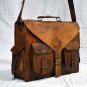 real leather vintage messenger sling Handmade mens briefcase bag natural hide