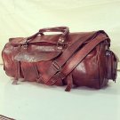 Real goat hide travel luggage overnight weekend unisex cross body bag briefcase