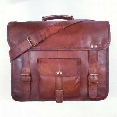 Natural brown real leather vintage messenger sling Handmade mens satchel bag