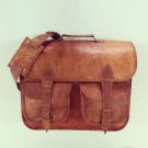 Natural brown real leather vintage messenger sling Handmade mens briefcase bag