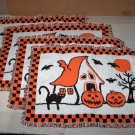 haunted house halloween tapestry placemat lot of 4 used