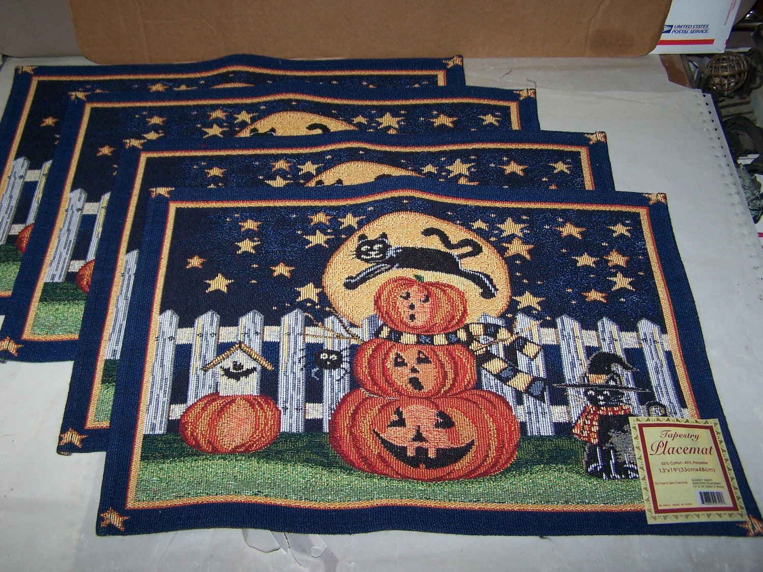 scarey night tapestry placemat haloween lot of 4