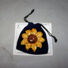 exclaymations sunflower brooche hand made 22k gold trim nip