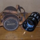sunset 135mm lens and leather carry case