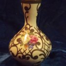 Bohemia JN Barcelona vase brown trim with flowers