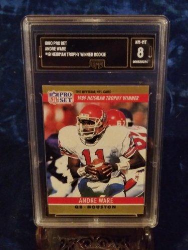 1990 Andre ware Pro Set Oilers rookie no banner graded 8