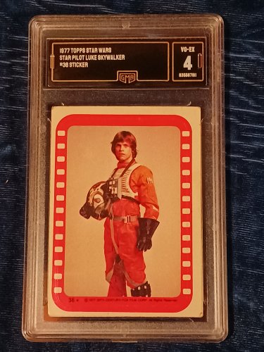 Star Pilot Luke Skywalker 38 sticker 1977 Topps graded 4 VG-EX