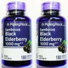 2 Bottles Black Elderberry 1000mg Extract 180/360 Capsules Sambucus Nigra