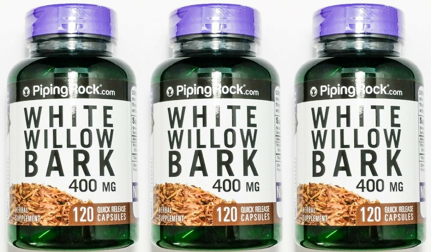 3 Bottles 400mg White Willow Bark 120/360 Capsules Joint Muscle Support