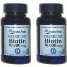2 Bottes Biotin 10,000 mcg 50/100 Softgels Hair Skin Nail Care Support 10000