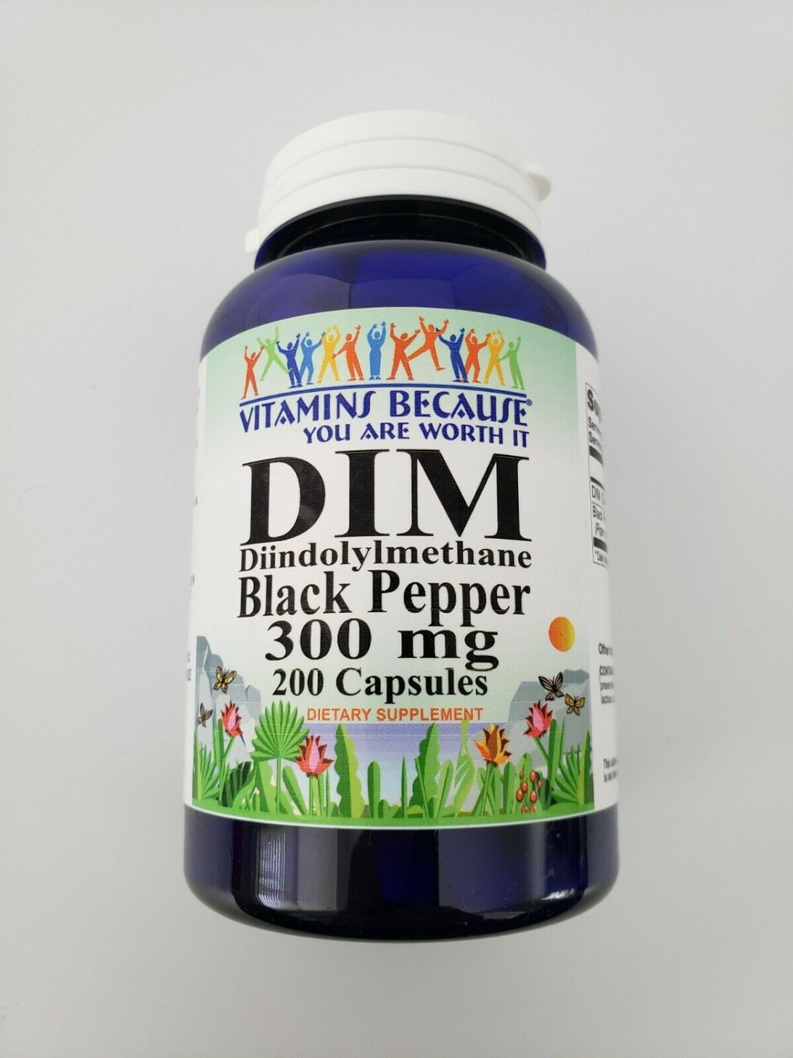 Vitamins Because DIM Black Pepper 300 mg 200 Capsules