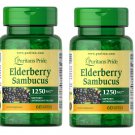 Puritan's Pride Elderberry Sambucus 1250 mg 120 Rapid Release Softgels (2x60)
