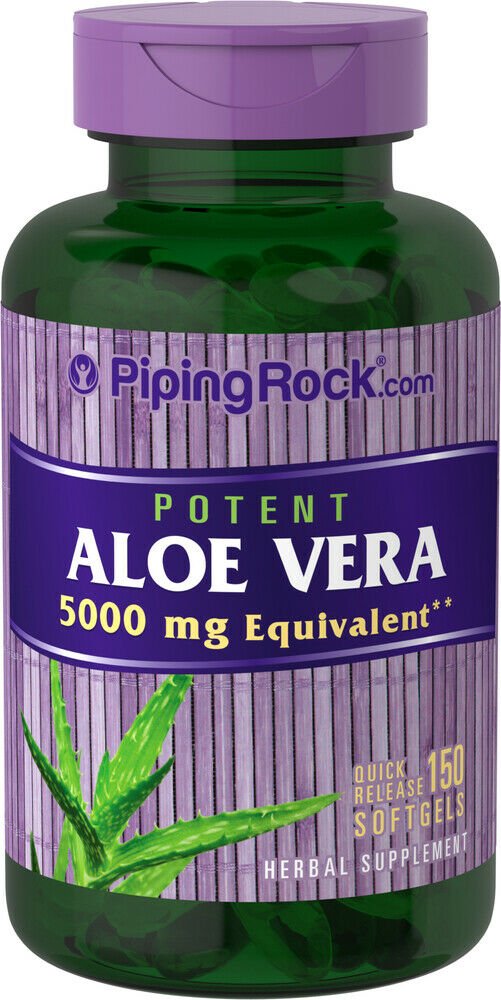 Piping Rock Potent Aloe Vera 5000 mg 150 Quick Release Softgels