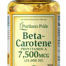 Puritan's Pride Beta-Carotene 7500 mcg (25000 IU) 250 Rapid Release Softgels