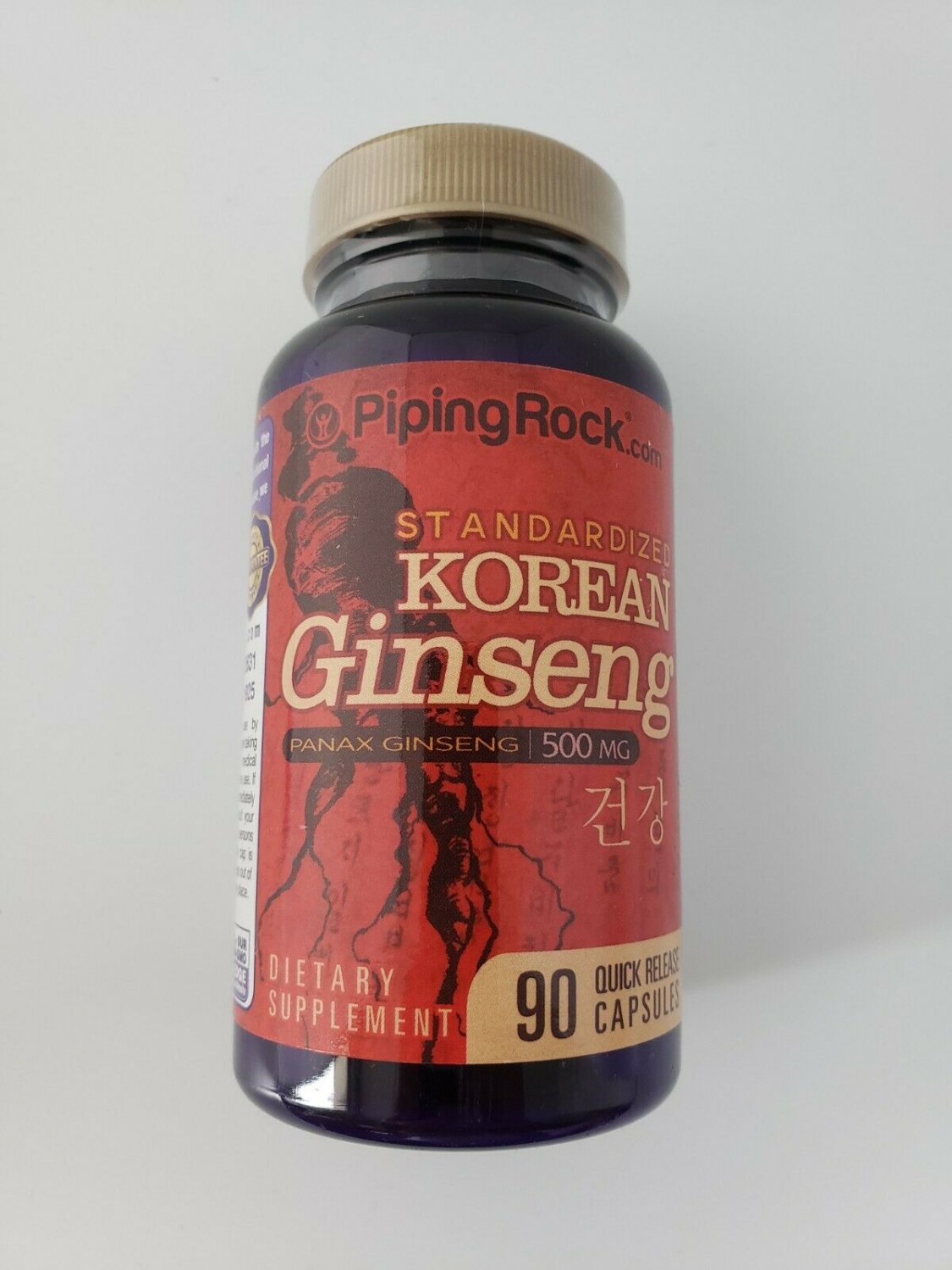 Piping Rock Korean Ginseng (Panax Ginseng) 500 mg 90 Quick Release Capsules