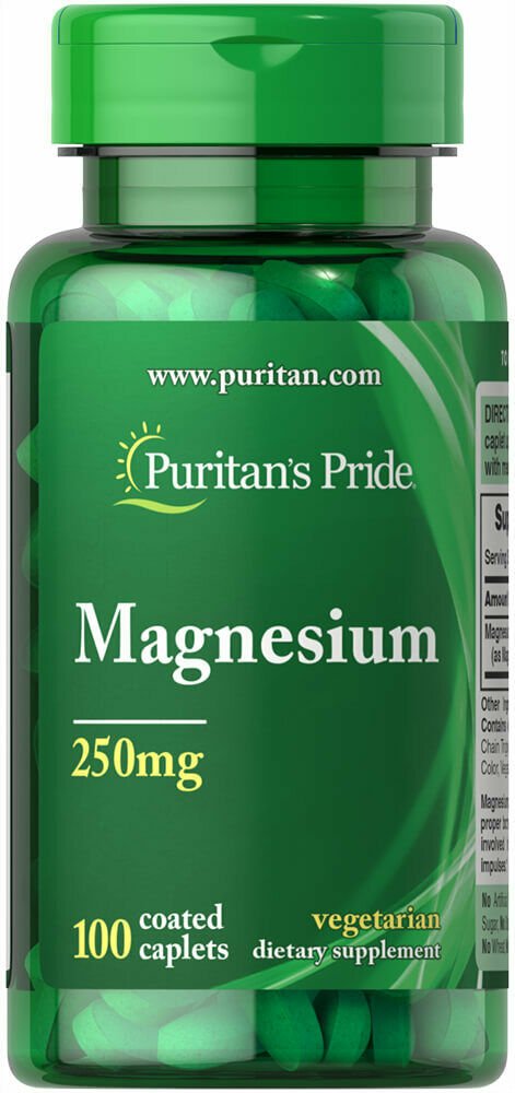 Puritan's Pride Magnesium 250 mg 100 Coated Caplets