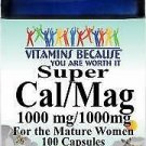 Vitamins Because Super Cal/Mag for Women 1000 mg/1000 mg 100 Capsules