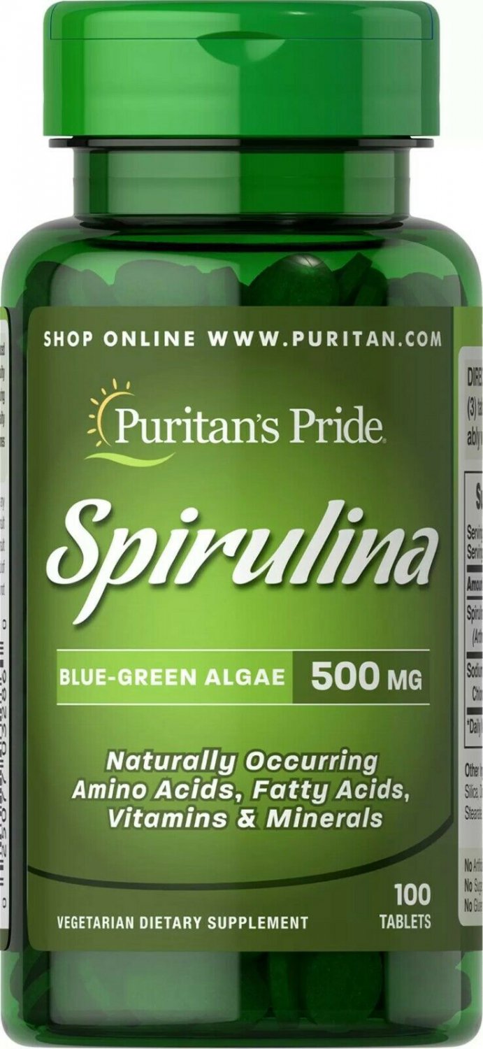 Puritan's Pride Spirulina (blue-green algae) 500 mg 100 Tablets