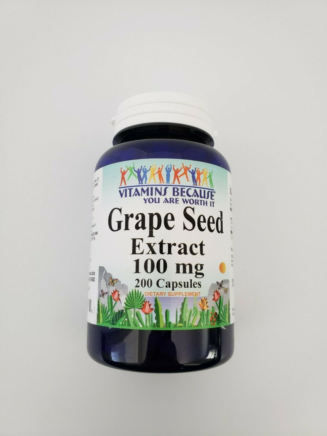 Vitamins Because Grapeseed Extract 100 mg 200 Capsules