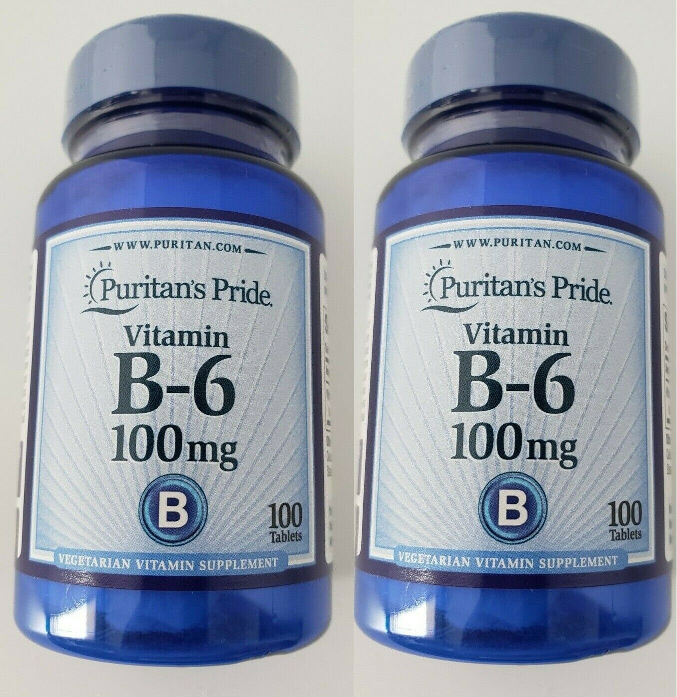 Puritan's Pride Vitamin B-6 (Pyridoxine Hydrochloride) 2 Pack 100 mg 200 Tablets