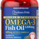 Puritan's Pride Double Strength Omega-3 Fish Oil 1200 mg/600 mg Omega-3 90 Caps