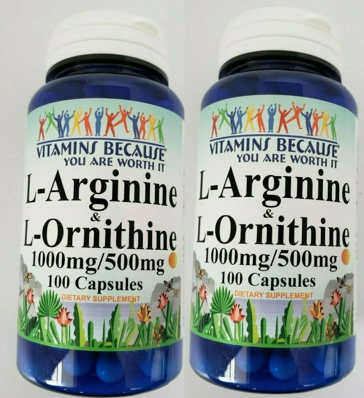 Vitamins Because L-Arginine and L-Ornithine Free Form 2 Pack 200 Capsules