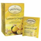 Twinings Herbal Tea Lemon & Ginger Naturally Caffeine Free 20 Bag(S).