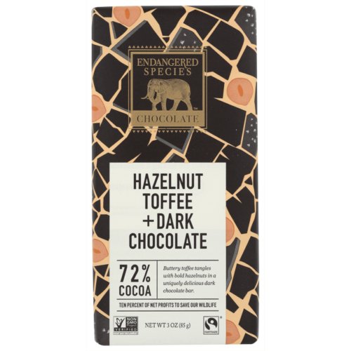 Endangered Species Chocolate Hazelnut Toffee + Dark Chocolate Bar 3 oz Bar(S).