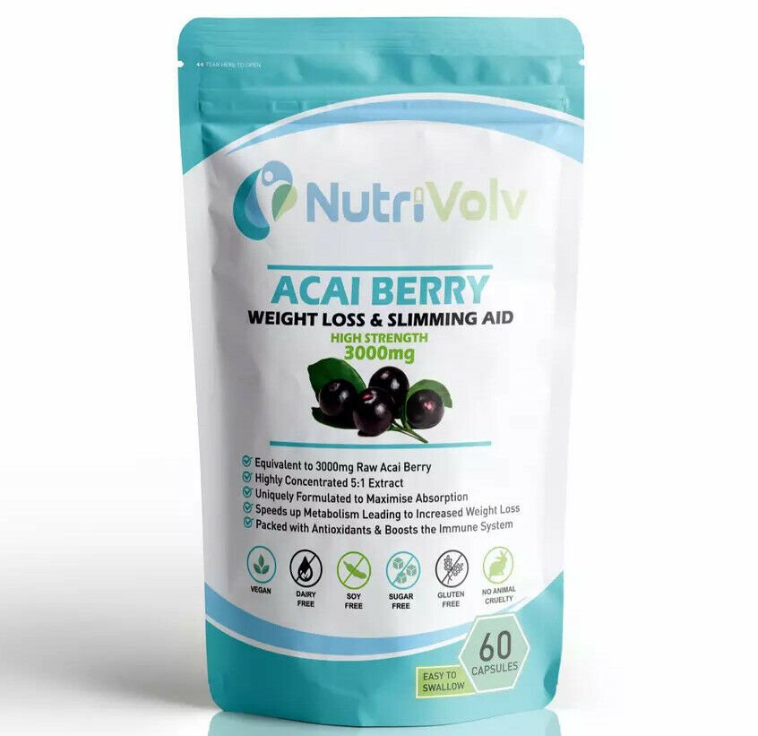 Acai Berry 3000mg - 60 Capsules - Fast Weight Loss Slimming Diet Fat Burner