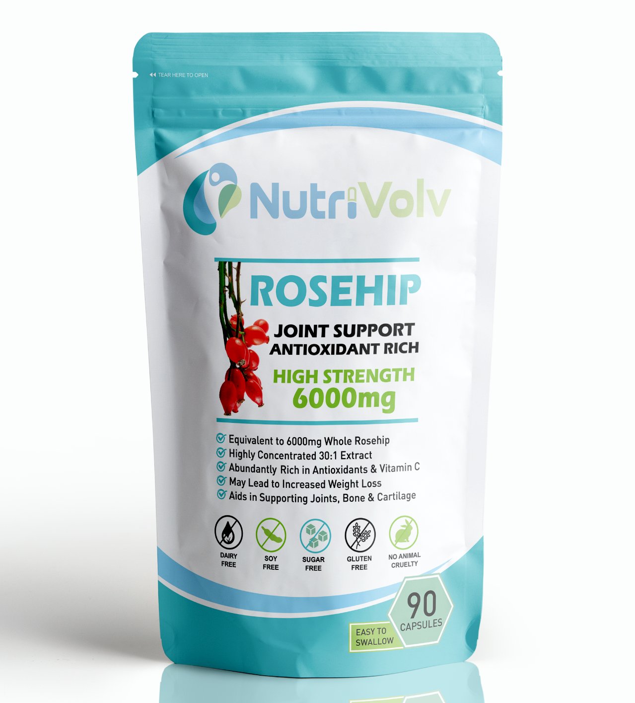 Rosehip 6000mg - 90 Capsules - Joint Health Arthritis Support Antioxidant UK