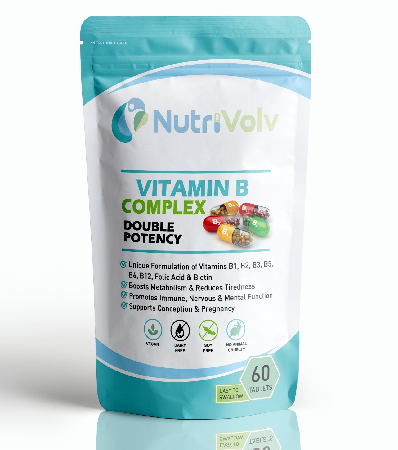 Vitamin B Complex - 120 Tablets - B1, B2, B3, B5, B6, B12, Biotin & Folic Acid