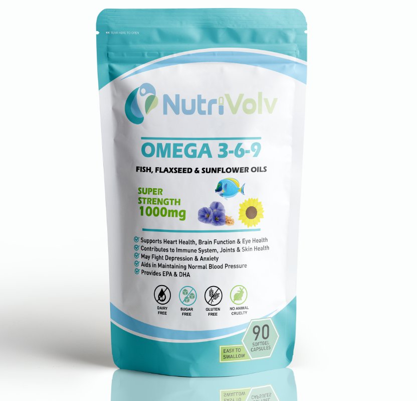 Omega 3 6 9 - 90 Capsules - Fish Oil Flaxseed Heart Brain Eye Health EPA DHA