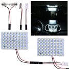 2X White Car Interior Map 48 SMD LED Bulb Lamp Light Panel T10 Dome BA9S Adapter