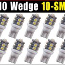 10 pcs T10 Xenon White LED 10-smd Wedge Car Light Bulb Lamp W5W 194 168 158 192