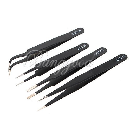 4PCS one set Safe Anti-static Tweezers Maintenance Tools Kits ESD