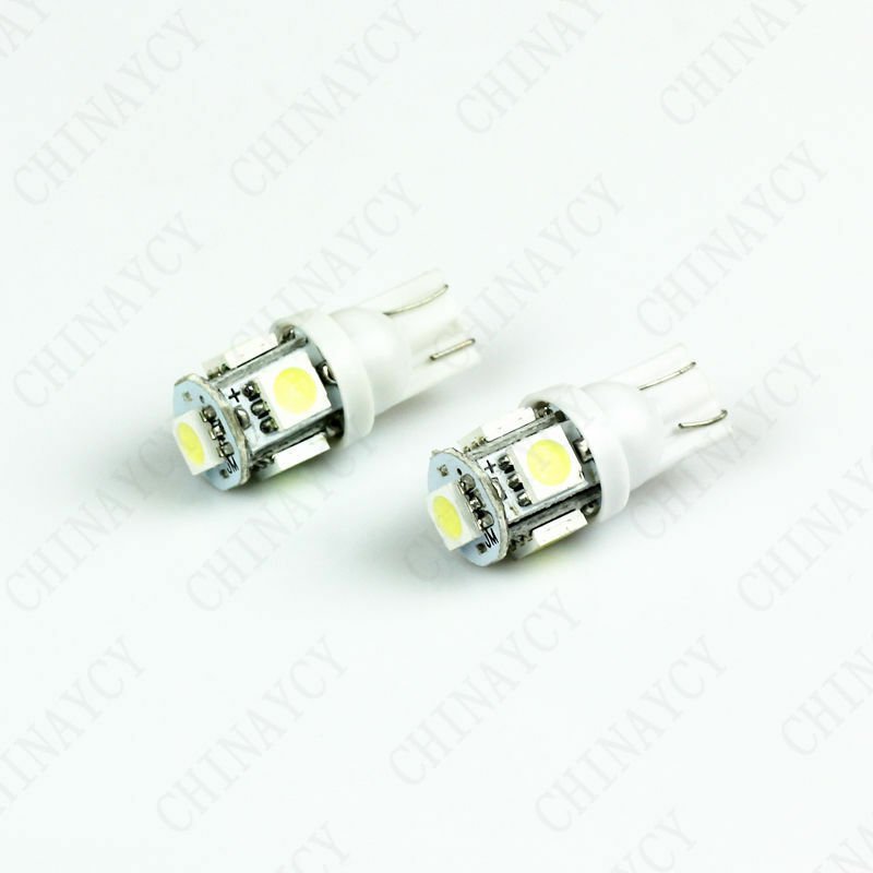 2 x HID White 360° 5-SMD 168 194 2825 LED Bulbs For License Plate Lights