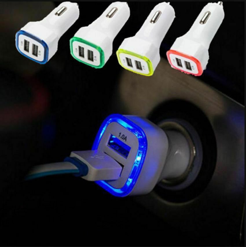 LED Dual USB Car Charger 2 Port Adapter Cigarette Socket Lighter For Cell Phone