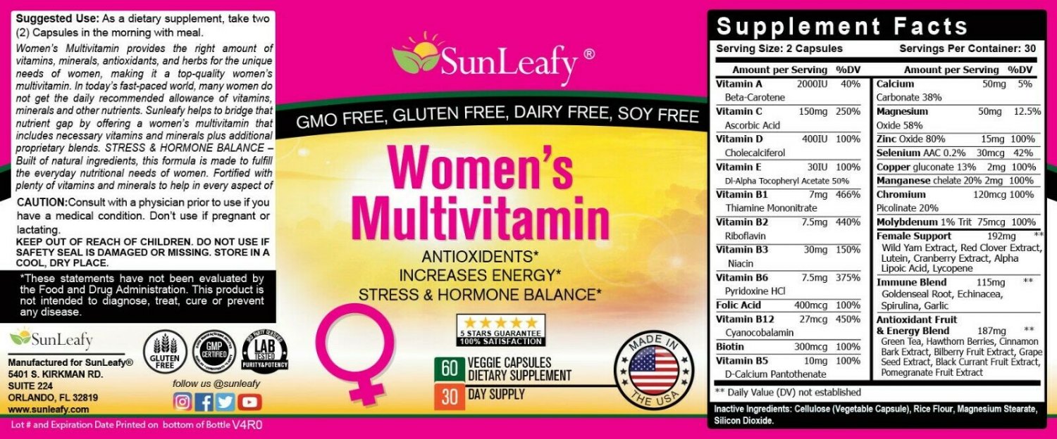 Women’s Multivitamin Hormone Balance Antioxidant Probiotics Enzymes