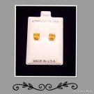 "Yellow Topaz" CZ silver studs
