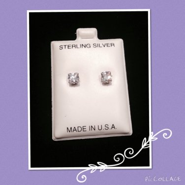 "White Diamond CZ" silver stud