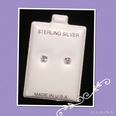 "White Diamond CZ" silver stud