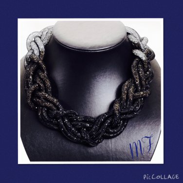 "Crystal Rope Mesh" Statement Necklace