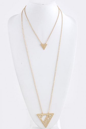 CLEAN CUT TRIANGLE PENDANT LAYER NECKLACE