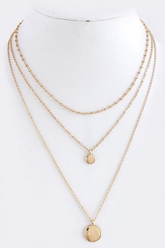 DELICATE DISK DESIGN PENDANT LAYER NECKLACE