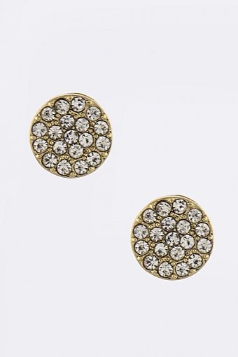 SMALL CRYSTAL PAVE DISK EARRINGS
